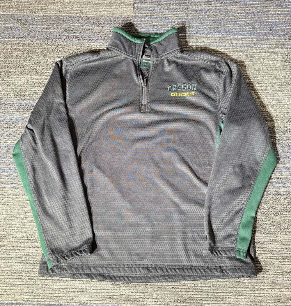 Colosseum Men’s Oregon Ducks 1/4 Zip Pullover Gray Green
